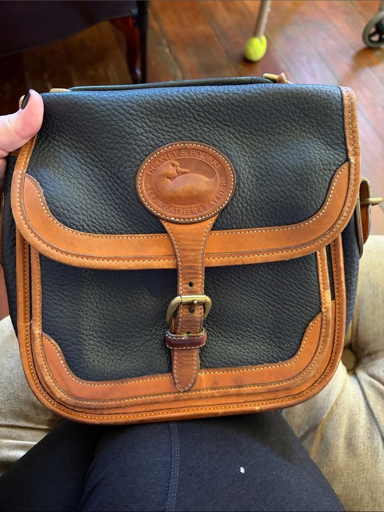 Dooney & Bourke Handbags - Dooney & Bourke Black and Tan Leather Messenger Crossbody